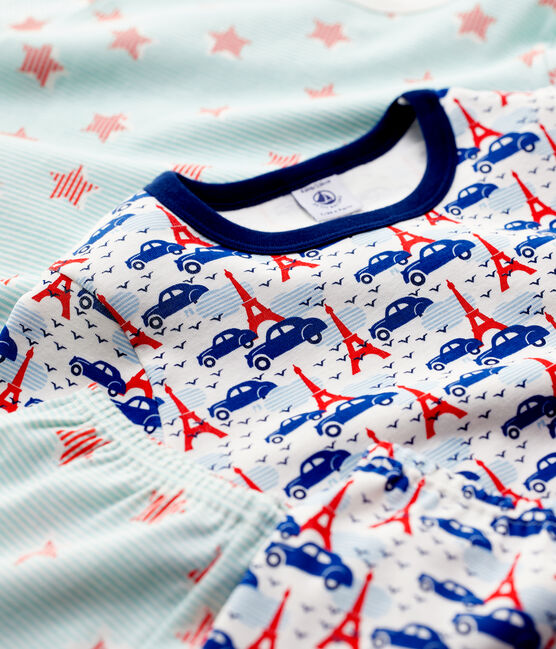 Juego de 2 pijamas de niño de algodón, uno con estampados de estrellas y otro de París variante 1